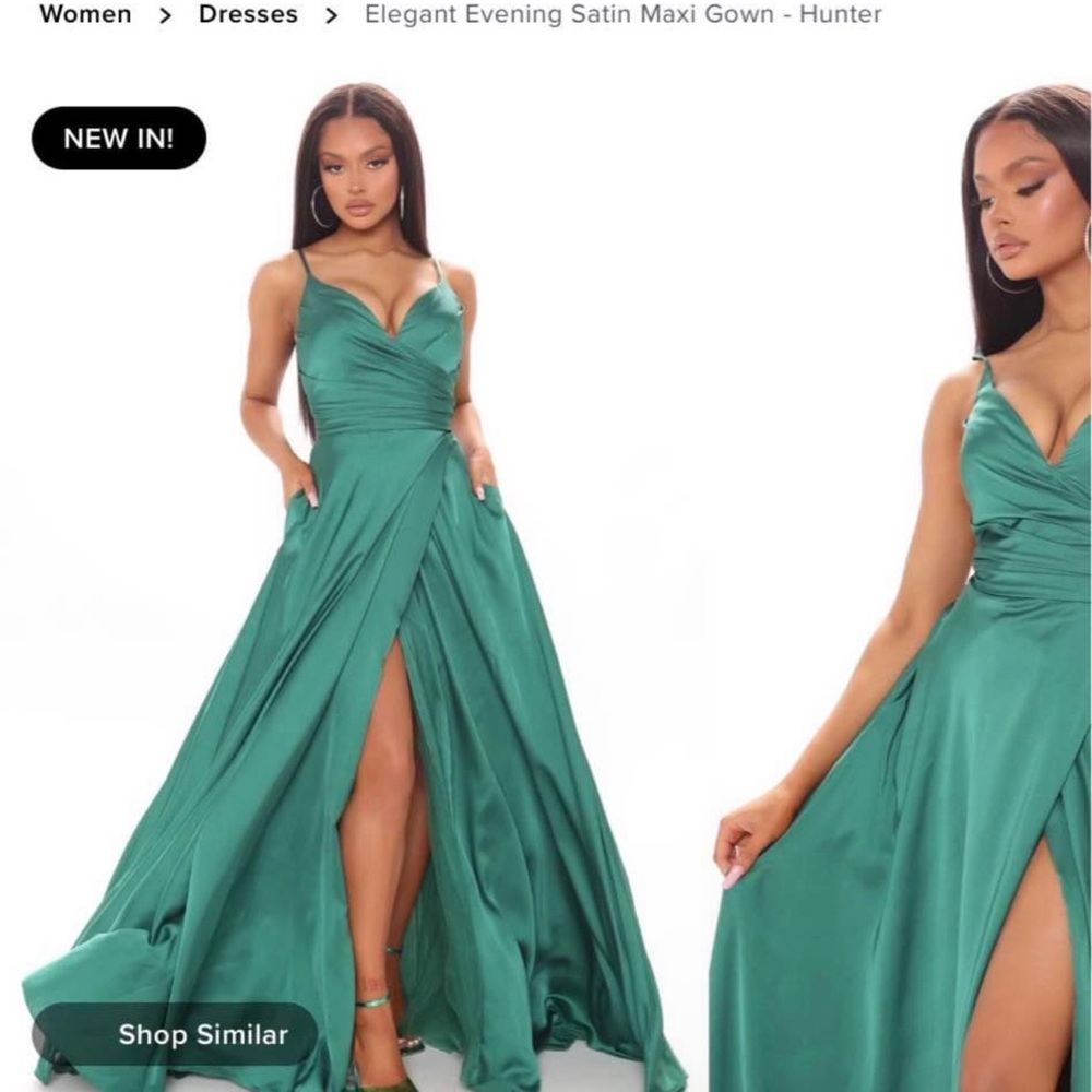 Elegant Evening Satin Maxi Gown - Green